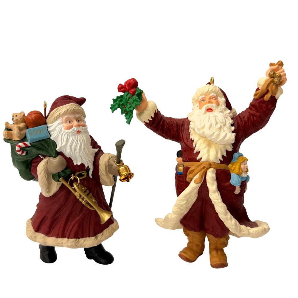 Vintage Hallmark Keepsake Santa Claus Ornaments 1991 1998 Set Father Christmas *